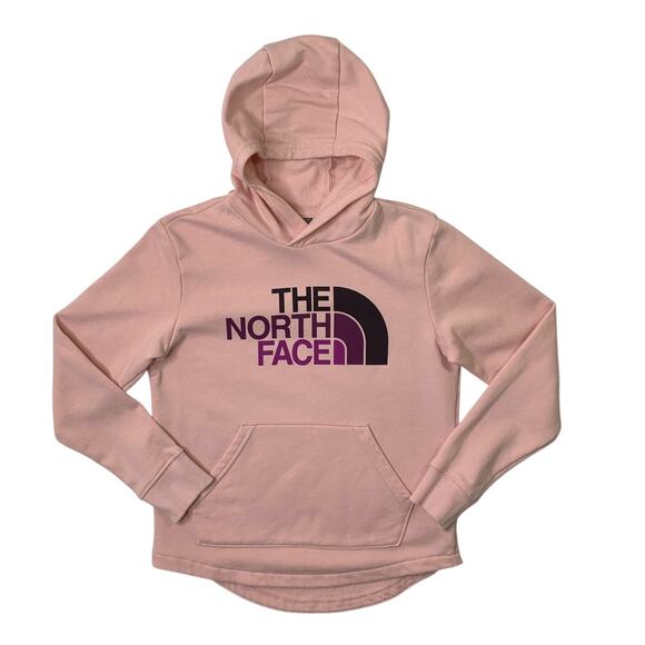 The North Face Hoodie Girls M Medium Pink Dome Fleece Line Pullover Pouch Pocket - Picture 1 of 12